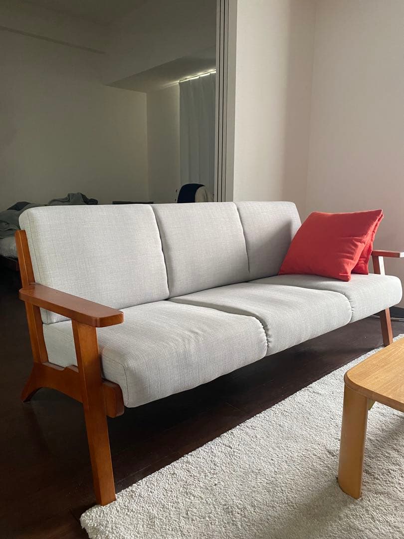 ハンス・ウェグナー ソファ似 グレー ファブリック ソファ 3人掛け