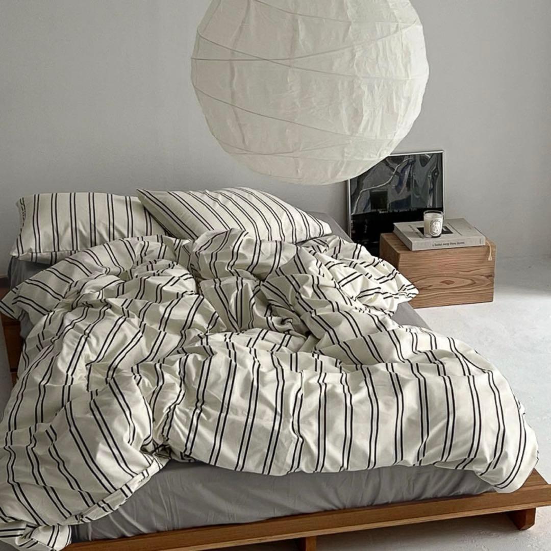 off-white×charcoal布団カバーセット【ART OF BLACK】