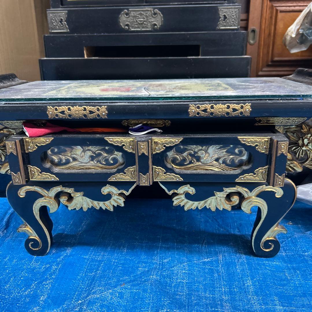 ◆仏壇経机　仏壇　黒塗　金具打ち経机◆幅　60㎝・高さ30㎝・奥行20㎝　概算