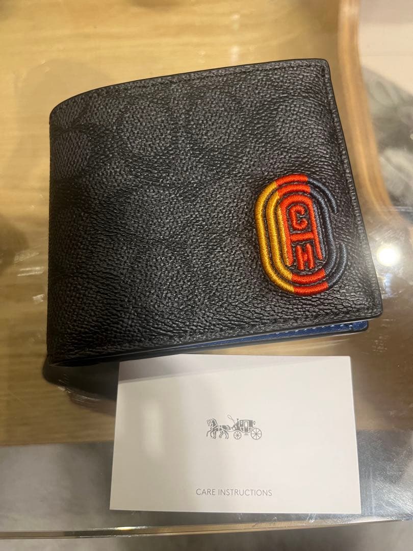 COACH 二つ折り財布 ブラック/ブルー