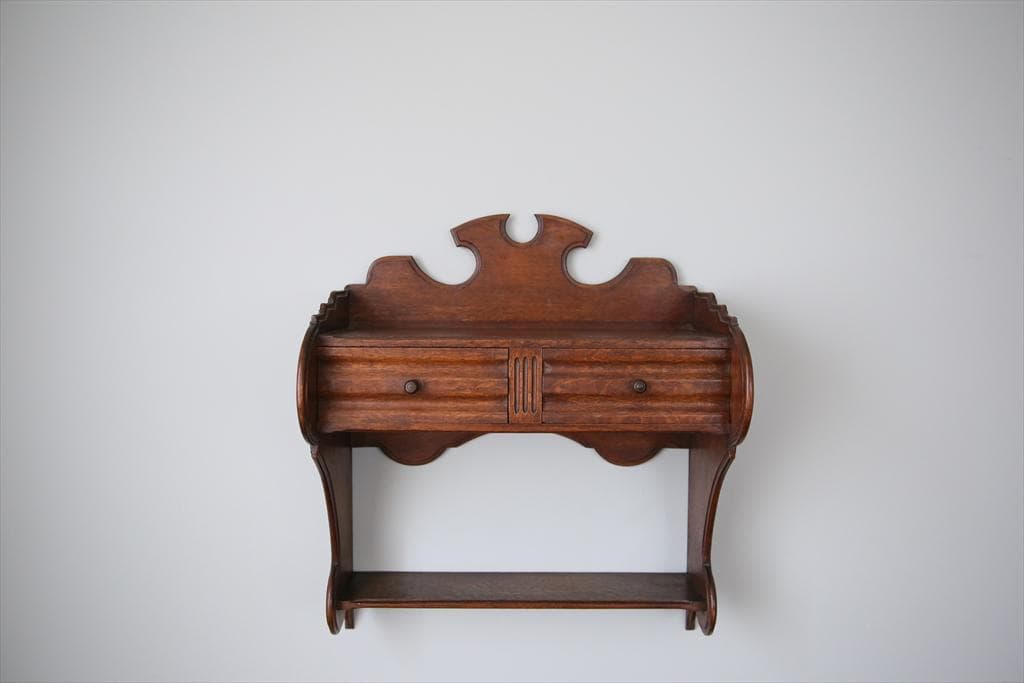 フランスアンティーク木製ウォールシェルフ/壁掛けラック/飾り棚(90-235)