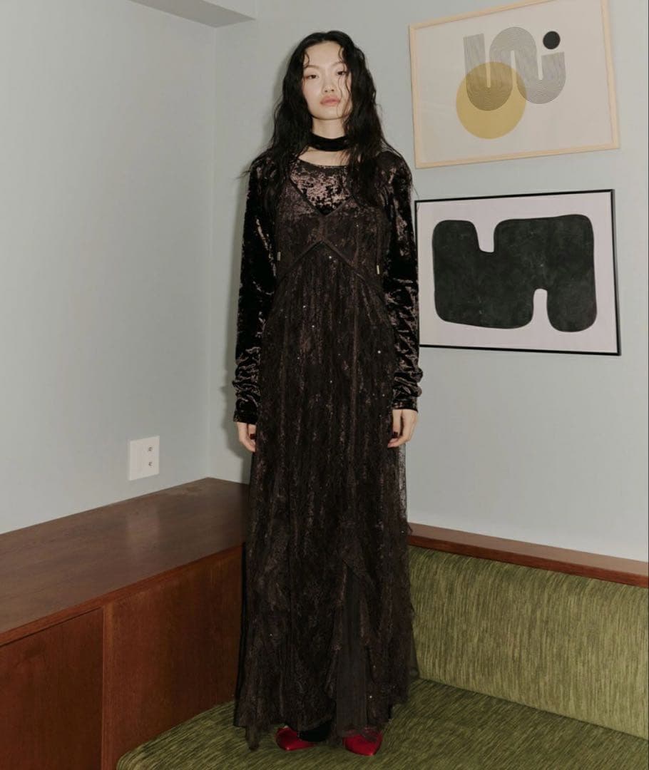【ANDRESD】sparkle lace velour dress