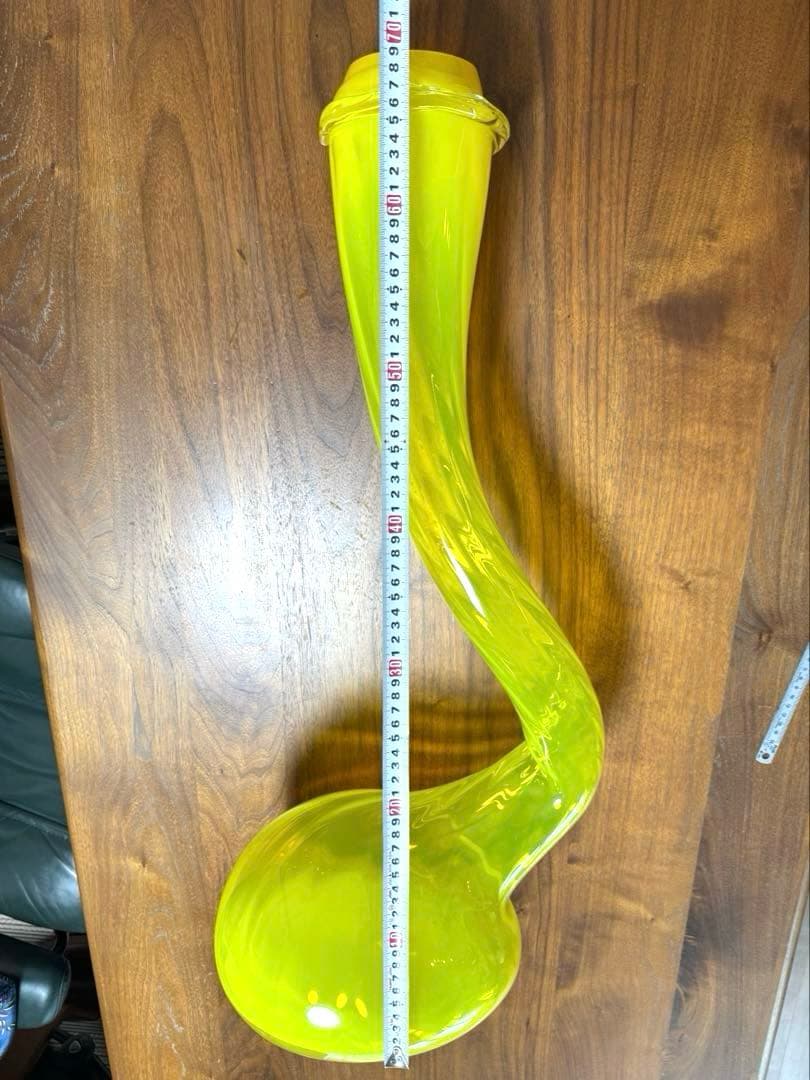 大型 ガラスイエローフラワーベース 造花アレンジ付き