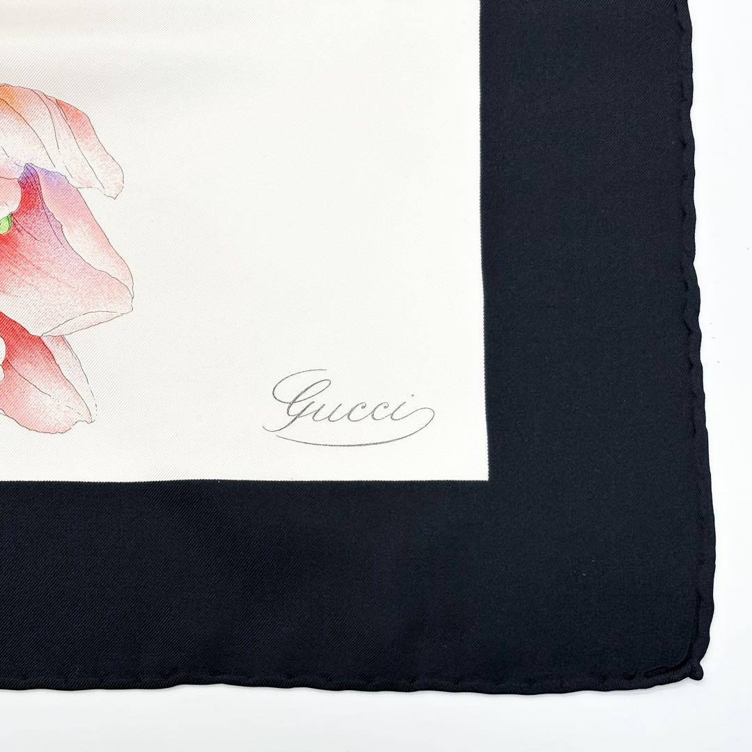 ♡美品♡ GUCCI グッチ スカーフ シルク100% 花柄 大判 ブラック