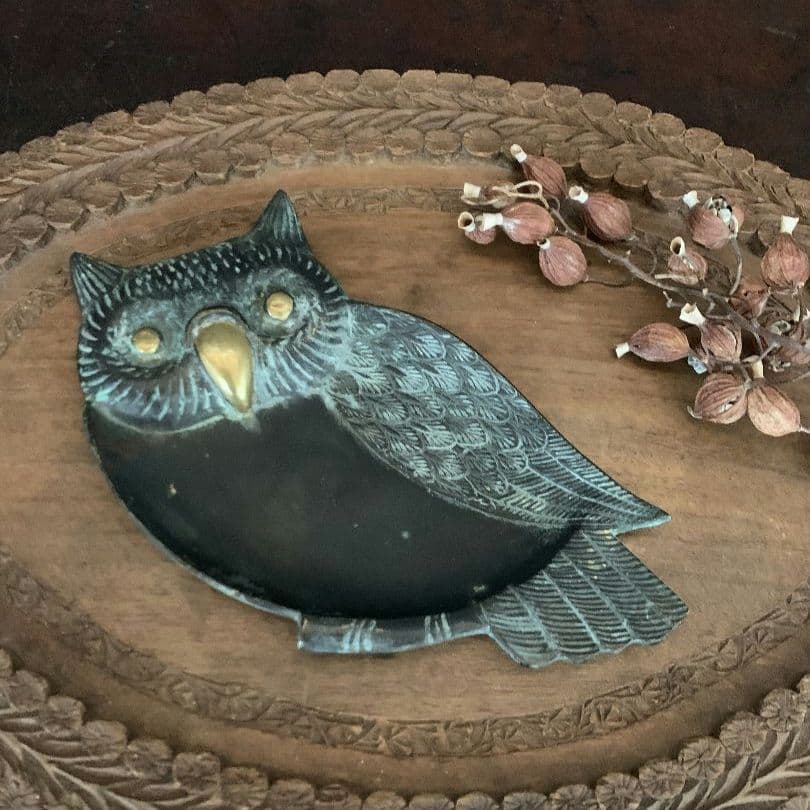 フランス　ふくろうトレイ　 アクセサリー　小物入れ アッシュトレイ　17cm