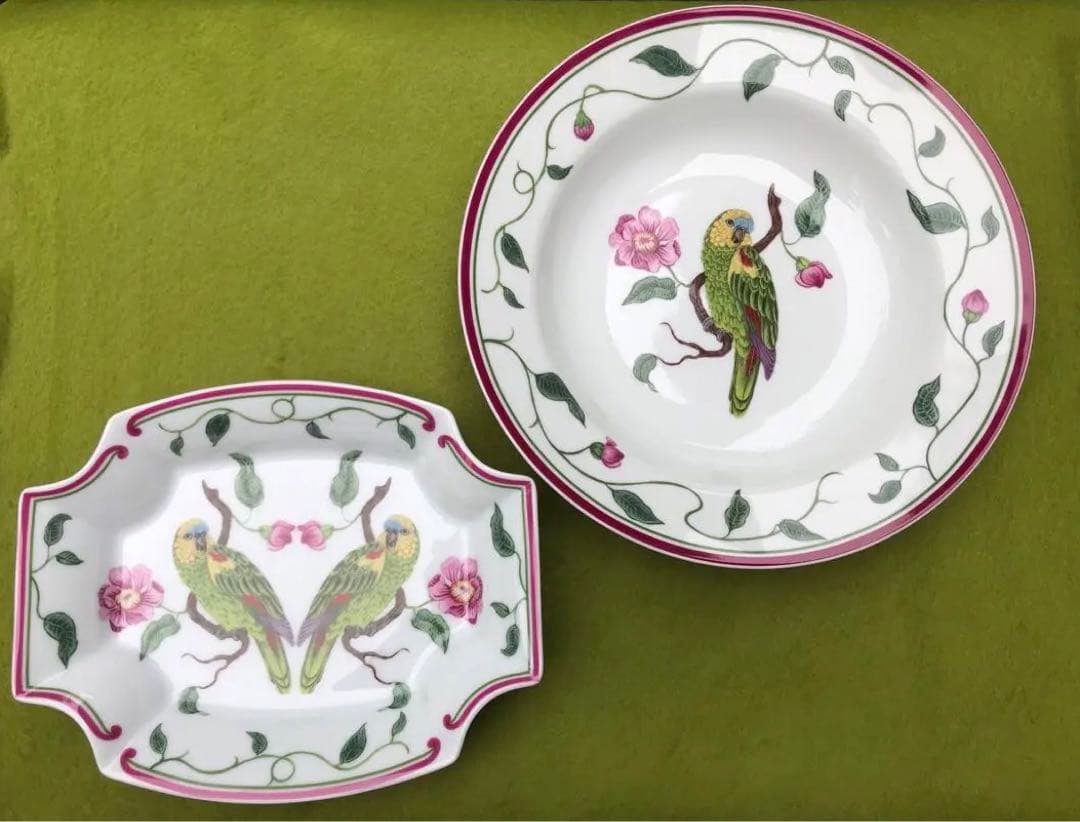 未使用リンチェイス　パロッツオブパラダイス　プレートセット　鳥　オウム　スープ皿