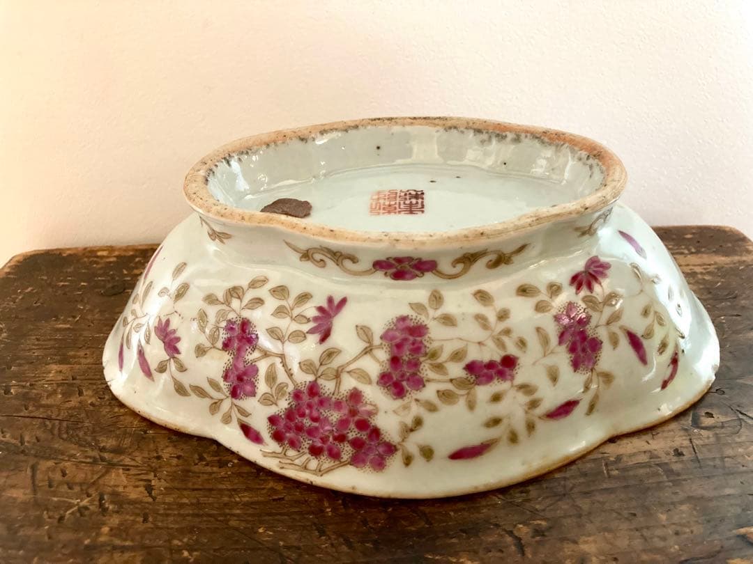 稀少　骨董　色絵　アンティーク　菓子鉢　唐物　清　粉彩　古伊万里