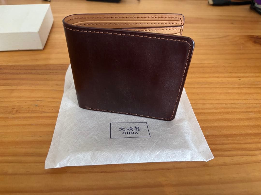 予約あり、大峡製鞄 ブライドル ダークブラウン 二つ折り財布 新品