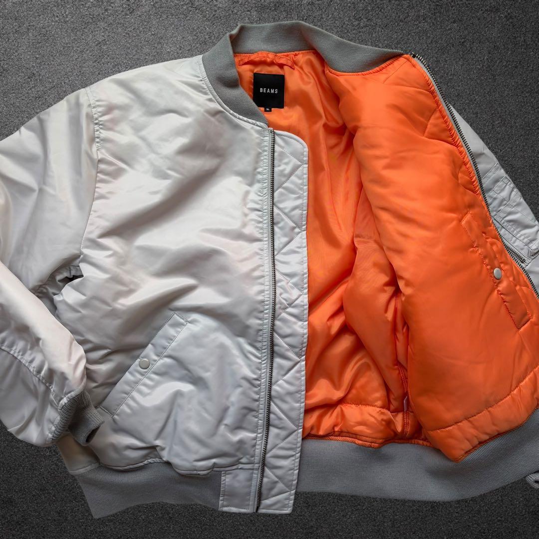 極美品XL✨ BEAMS MA-1 リラックスフィット 中綿ジャケット シルバー
