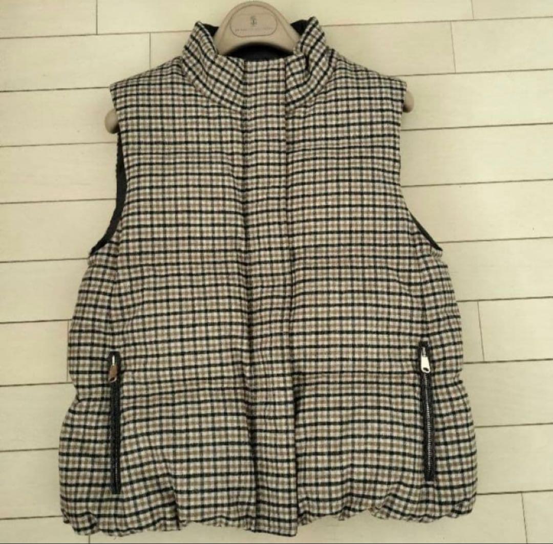 ブルネロクチネリ　レディース チェック柄ダウンベスト