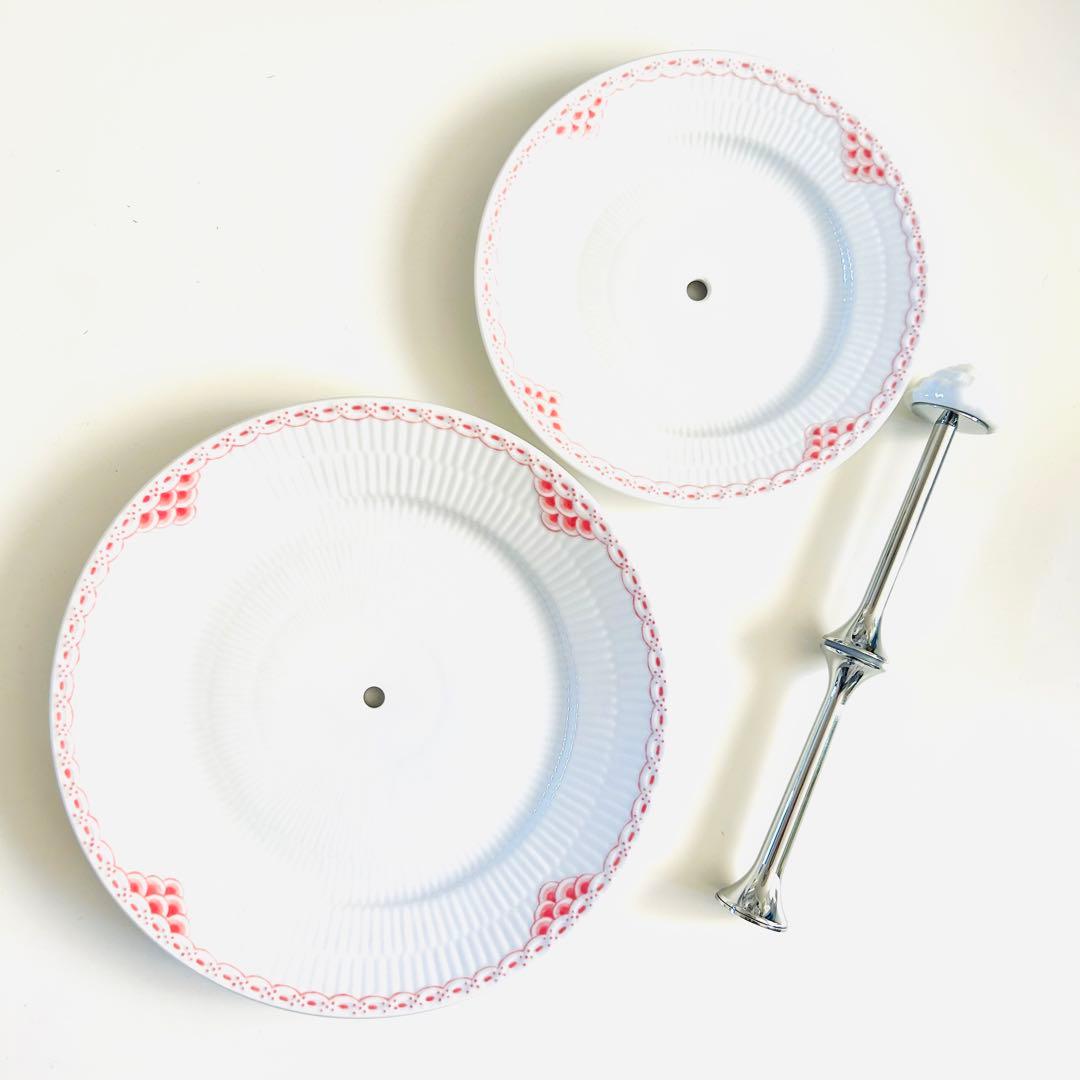 新品 ロイヤルコペンハーゲン コーラル ケーキスタンド でザードスタンド ２段