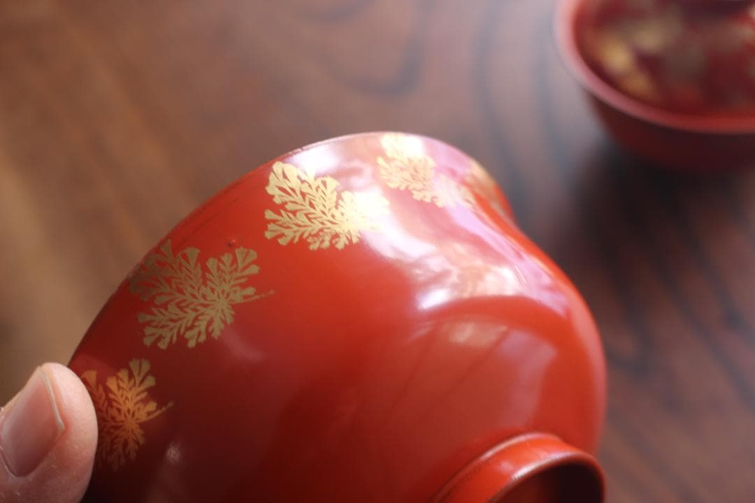 時代逸品！上質朱漆に極上信夫蒔絵の映えるお椀2点（検輪島塗懐石椀蒔絵椀