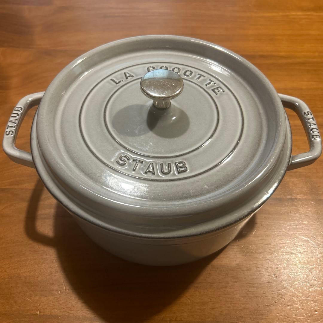 F*可様 staub ストウブ ココット ラウンド グレー24cm