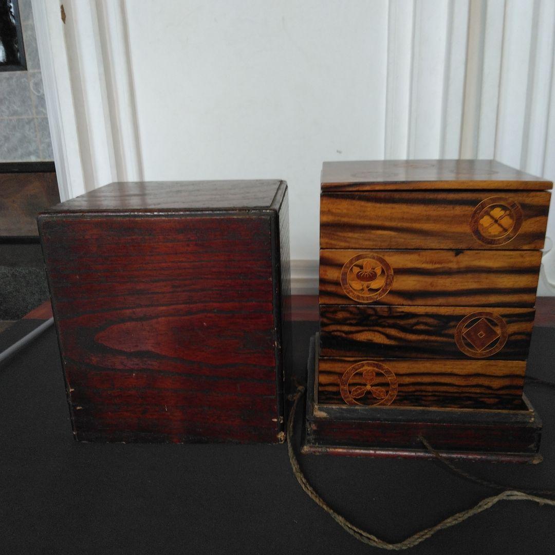 重箱　黒柿　象嵌