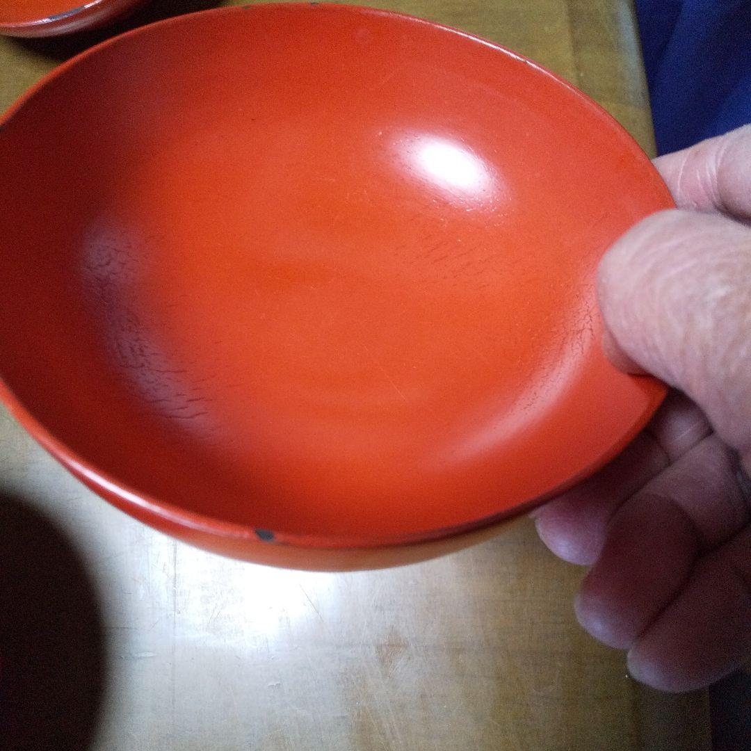 木製、朱色 丸型 汁椀 20個セット