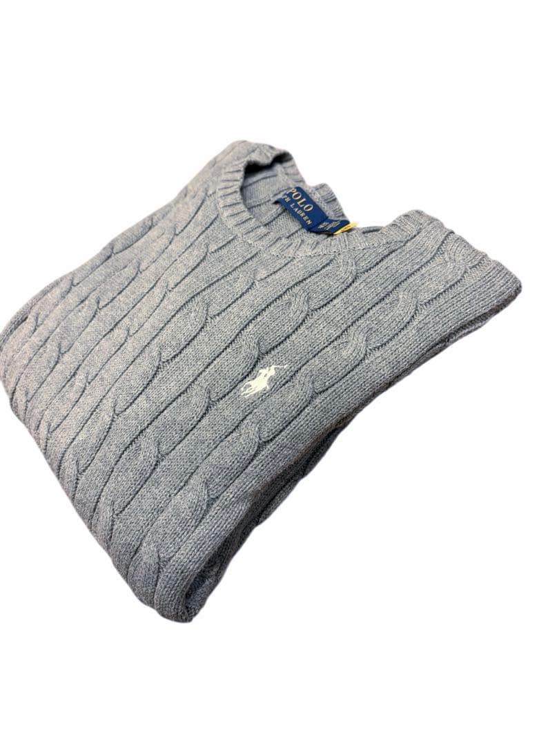 【極美品✨】ポロラルフローレン定番大人気グレーカラーコットンケーブルセーター