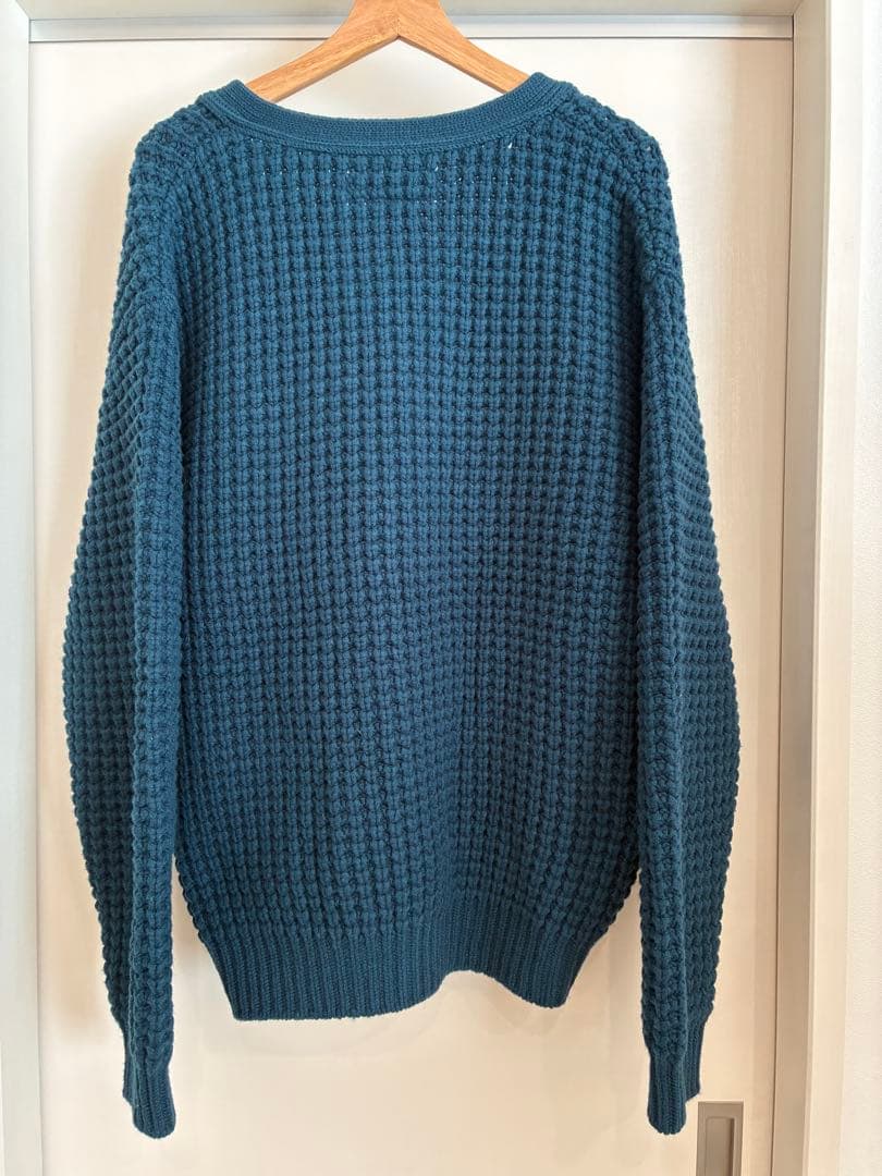 トップス WACKO MARIA WAFFLE KNIT CARDIGAN GREEN