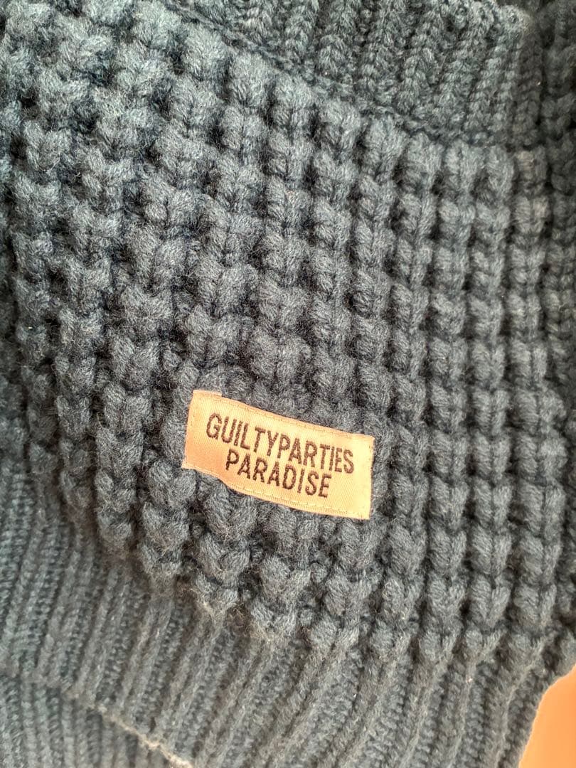 トップス WACKO MARIA WAFFLE KNIT CARDIGAN GREEN