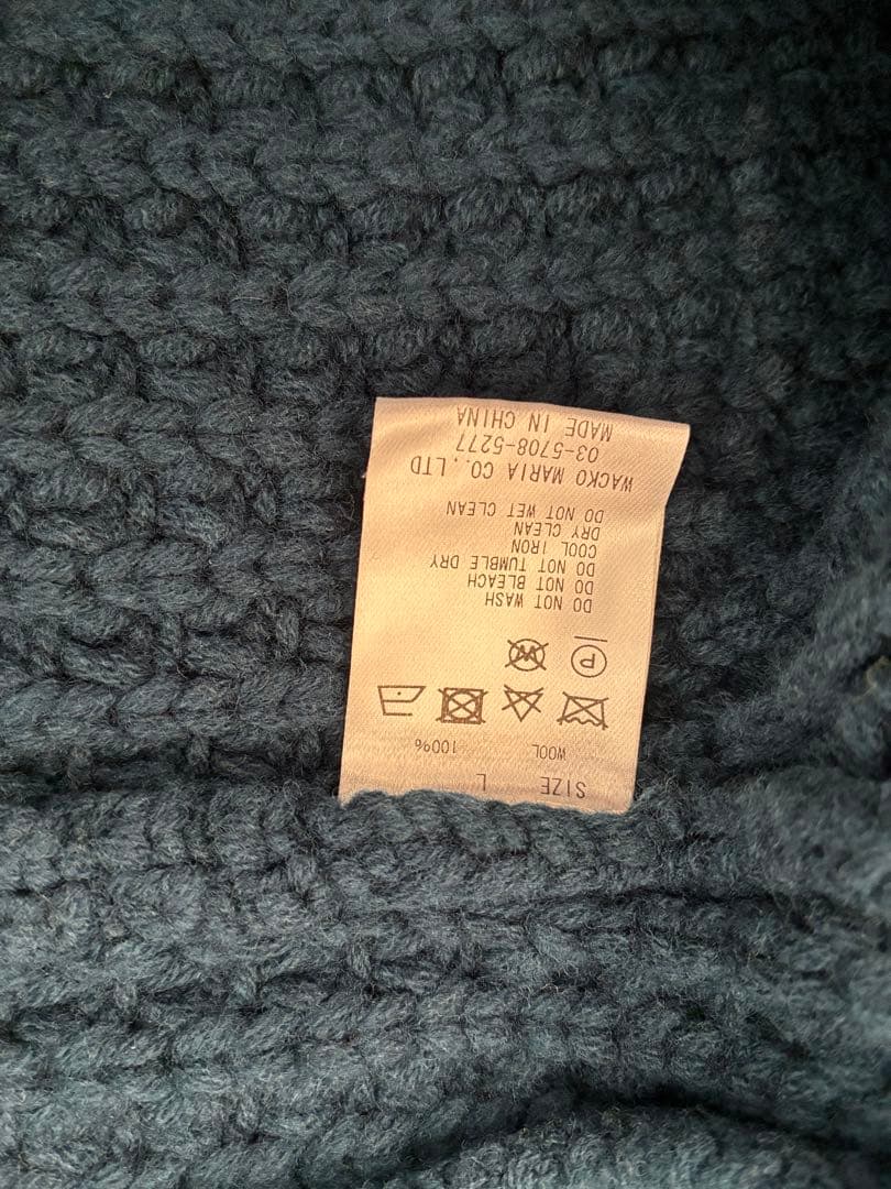 トップス WACKO MARIA WAFFLE KNIT CARDIGAN GREEN