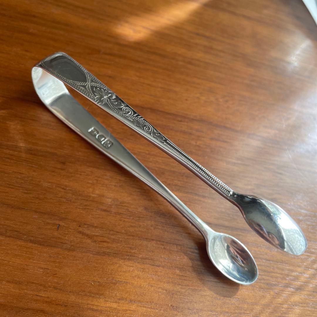 アンティーク　純銀　イギリス　シュガートング