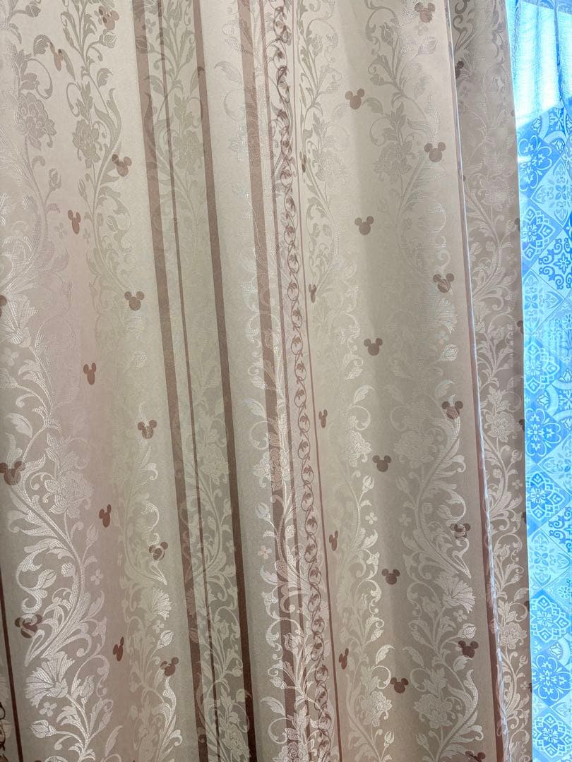 【新品】ディズニー ミッキージャカード 遮光カーテン約100×220×2枚