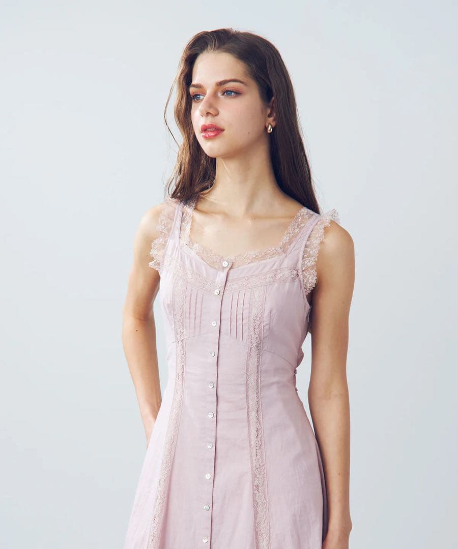 【タグ付き新品】レースミックスフレアワンピース