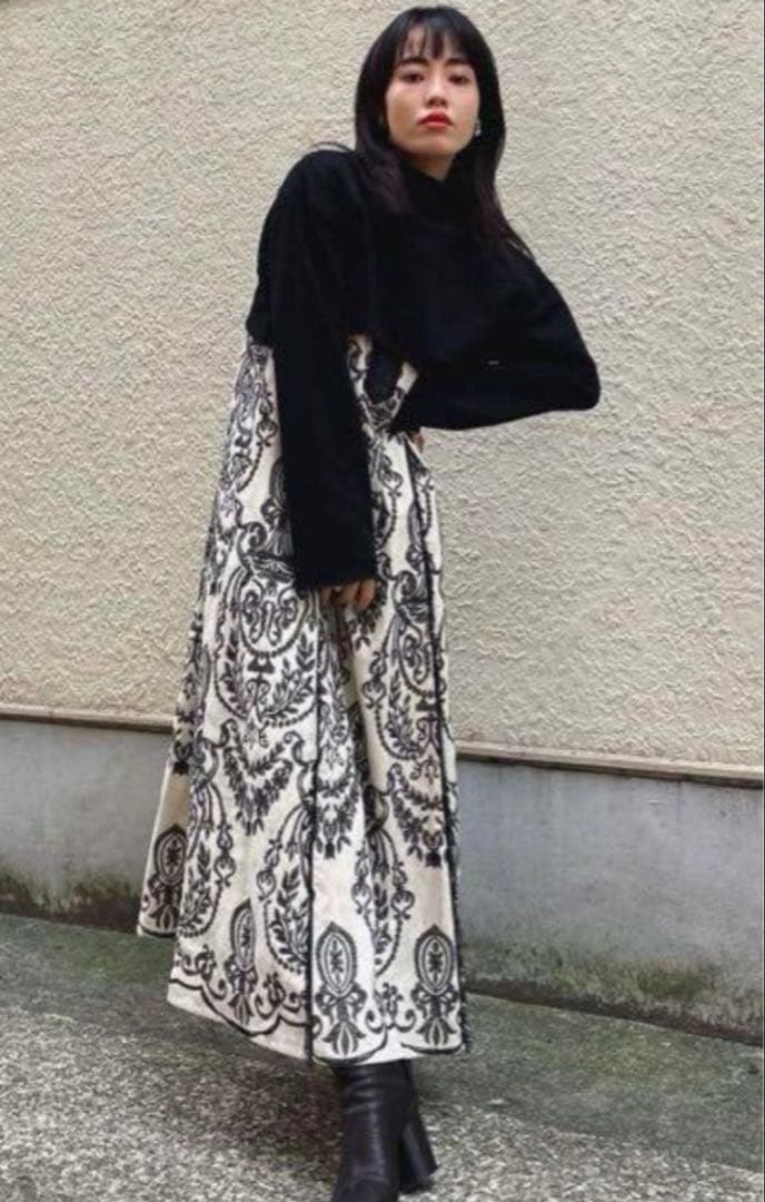 ワンピース AMERI DAMASK EMBROIDERY LINEN DRESS