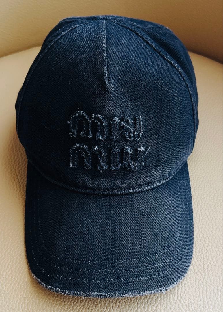 MIU MIUミュウミュウ デニムキャップ ブラック