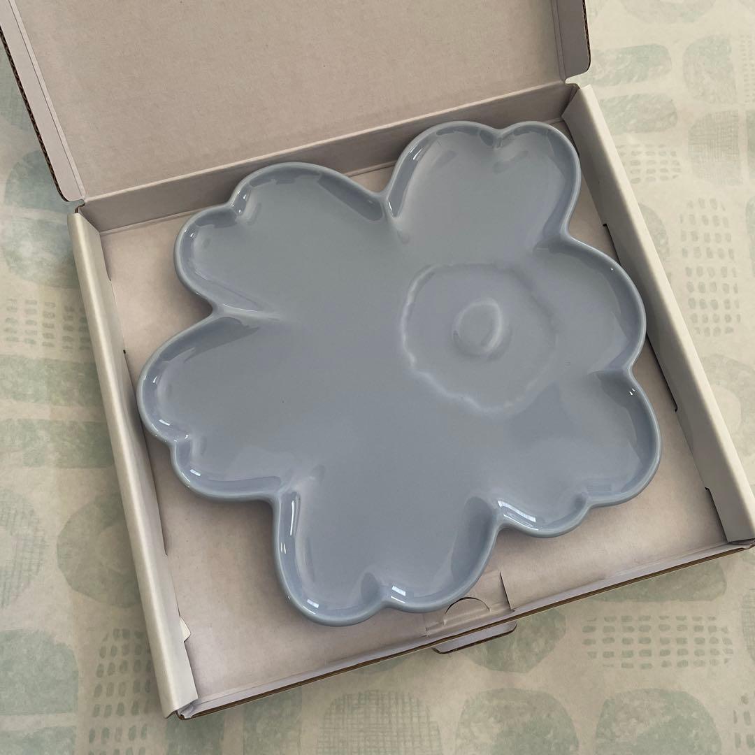 新品未使用　マリメッコ ウニッコ　プレート　２枚セット　セージ　ブルー