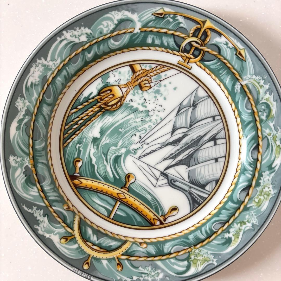 【HERMES】エルメス　パッチワーク突風デザートプレート　21cm 中古　稀少