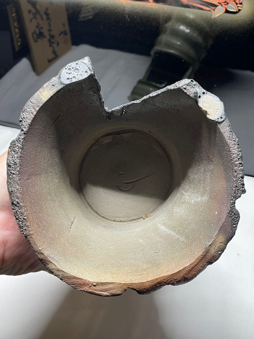 美濃焼。名作家。山田 正和。花器。超美品。舊家蔵出し。茶道具。華道具。希少品。