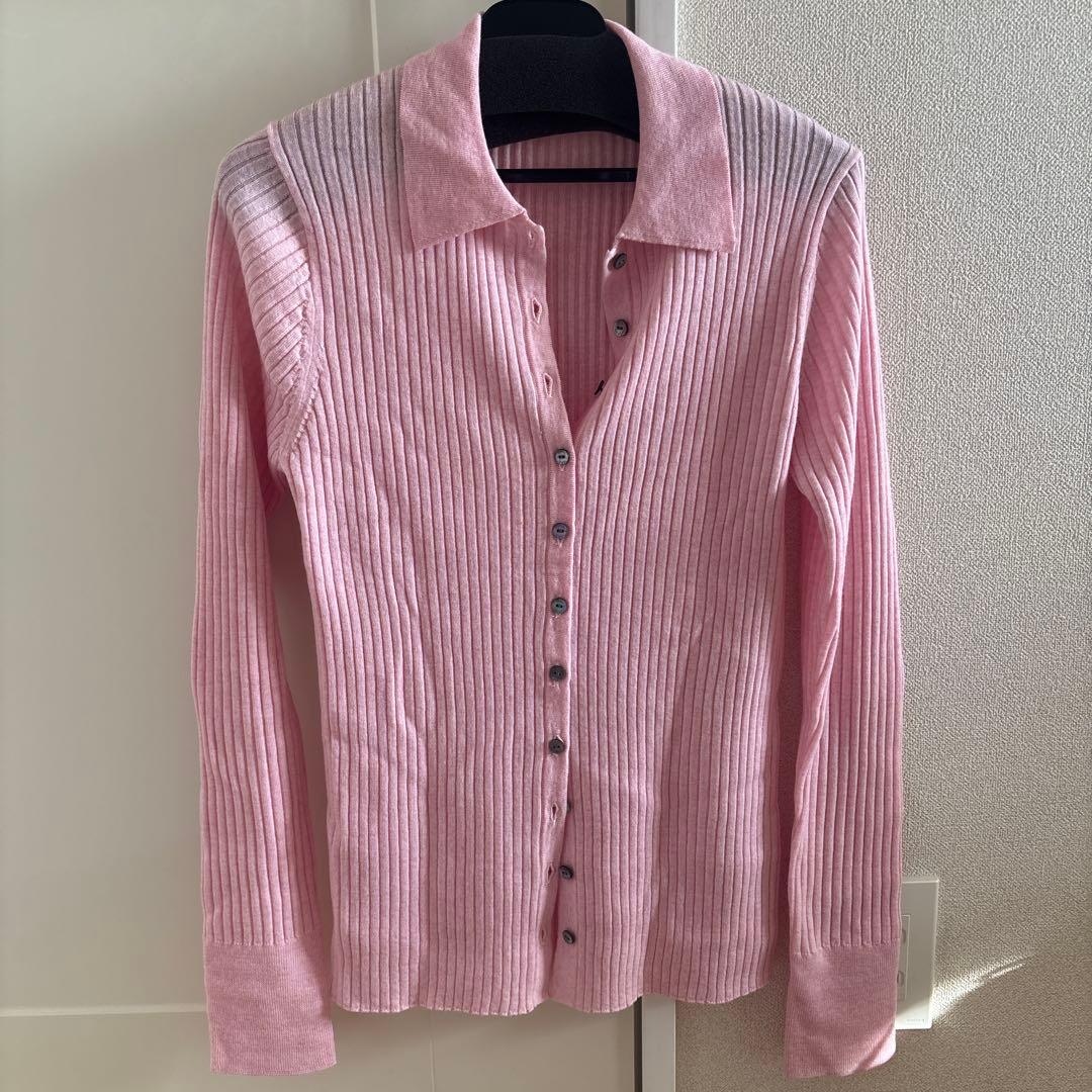 exメリノリブ ポロ襟カーディガン iena