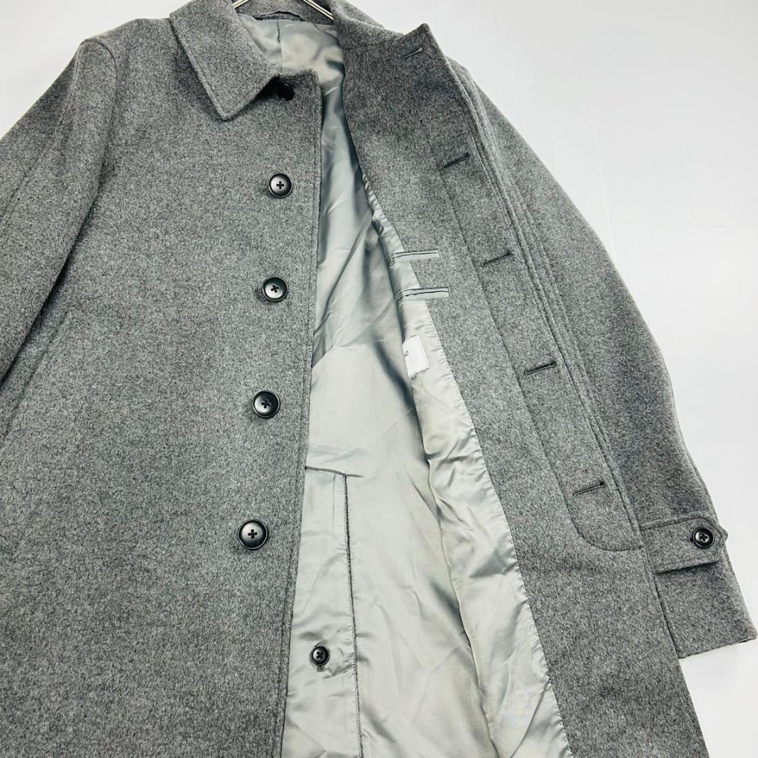 極美品 グリーンレーベルリラクシング ステンカラーコート カシミア混 グレー M