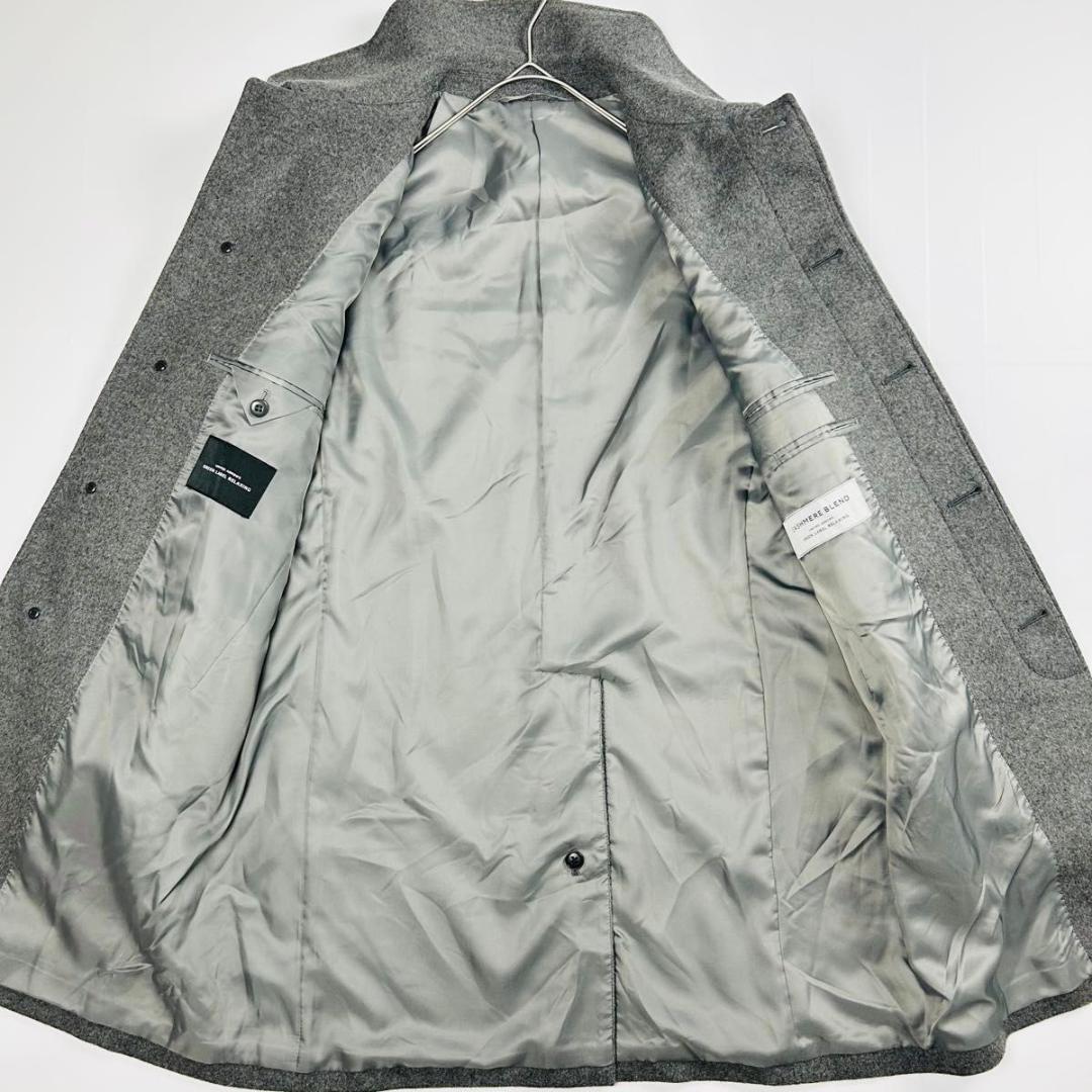 極美品 グリーンレーベルリラクシング ステンカラーコート カシミア混 グレー M