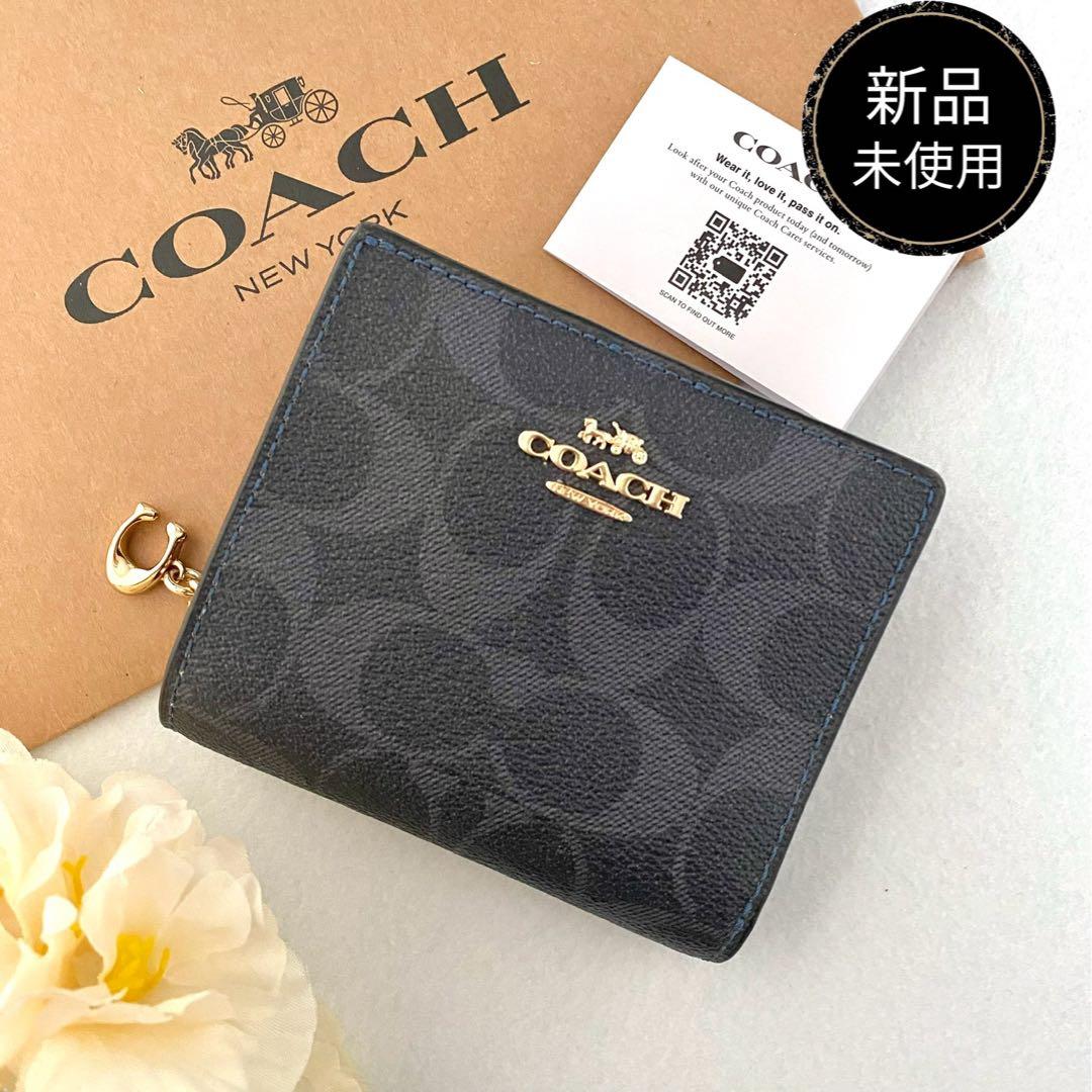 新品　正規品☆COACH コーチ　折り財布　デニム　シグネチャー 二つ折り財布