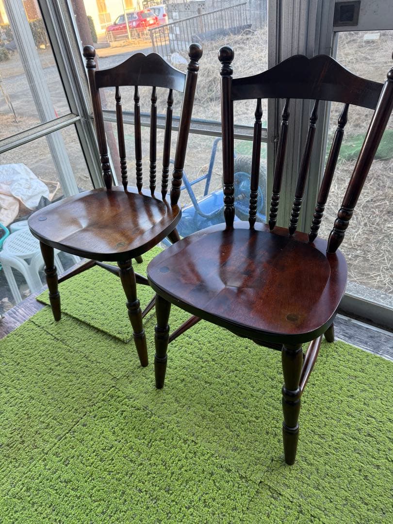 北海道民芸家具 ウィンザーチェア 2脚　無垢材 ダイニングチェア ビンテージ