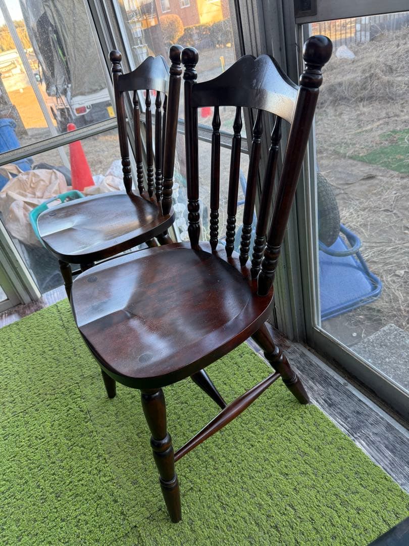 北海道民芸家具 ウィンザーチェア 2脚　無垢材 ダイニングチェア ビンテージ