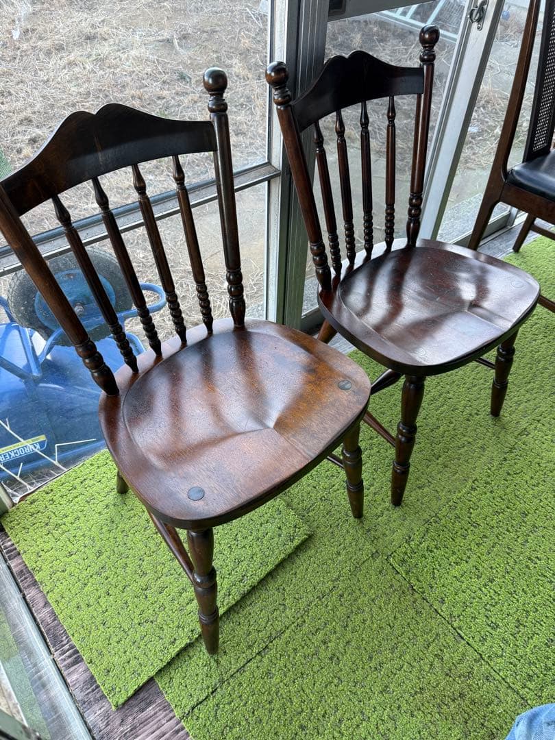 北海道民芸家具 ウィンザーチェア 2脚　無垢材 ダイニングチェア ビンテージ