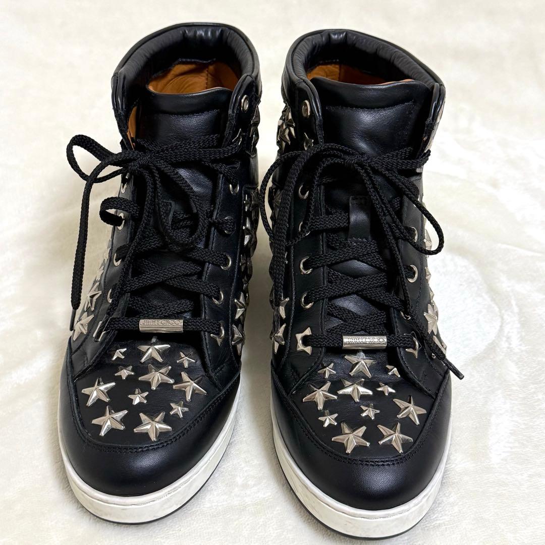 JIMMY CHOO 星型スタッズ ハイカット スニーカー　36 黒 ブラック