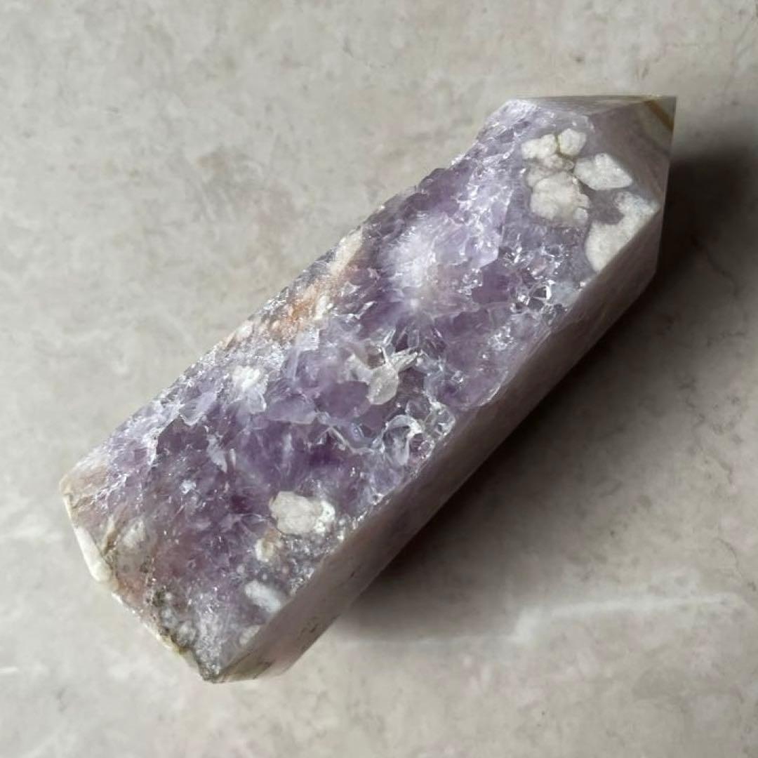 ピンクアメジスト　フラワーアゲート　桜瑪瑙　共生　ポイント　タワー　天然石