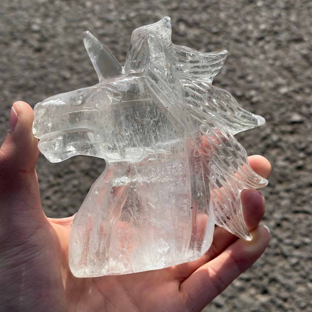 天然石水晶のユニコーン置物　ご購入前に在庫確認必要G.276
