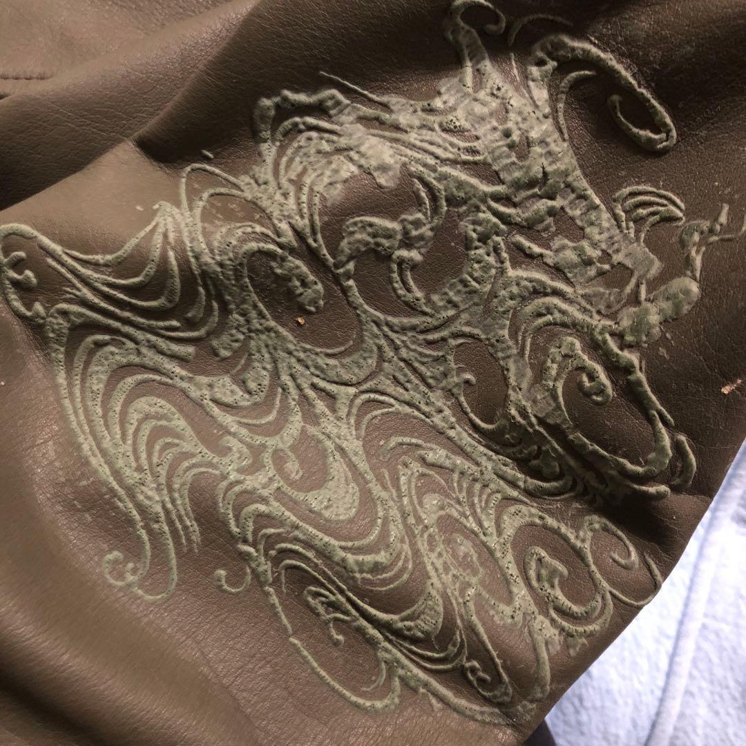 ヴィンテージ牛革ジャケット　オリーブグリーン レザー 20471120