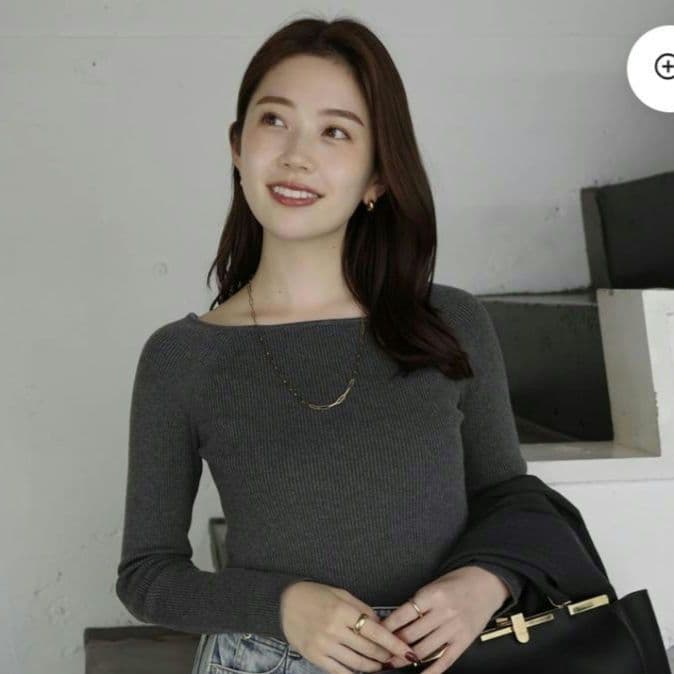 【anuans】シルクカシミアブレンドボートネックニット