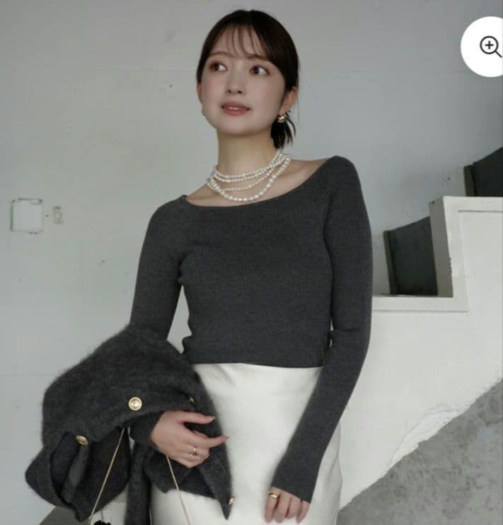 【anuans】シルクカシミアブレンドボートネックニット