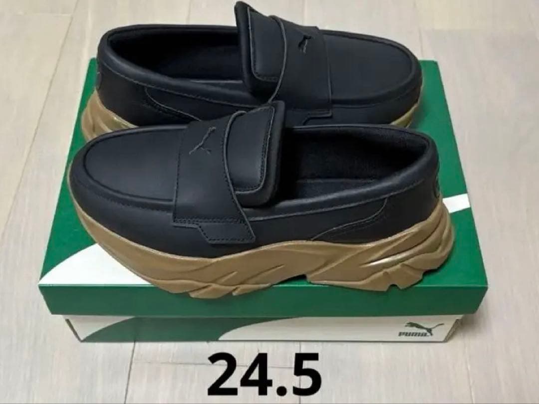 再値下げ！PUMA！美品！プーマウィメンズローファー　24.5 黒×ブラウン