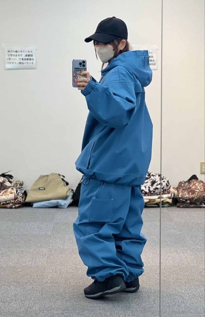 HIMANI 防水セットアップ ライトブルー L