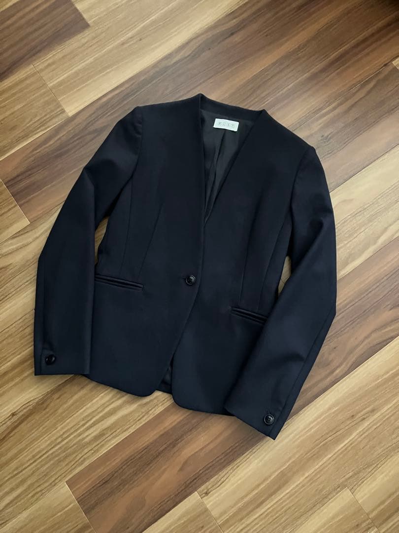 美品 PLST プラステセットアップパンツスーツ ウォームリザーブ S ネイビー