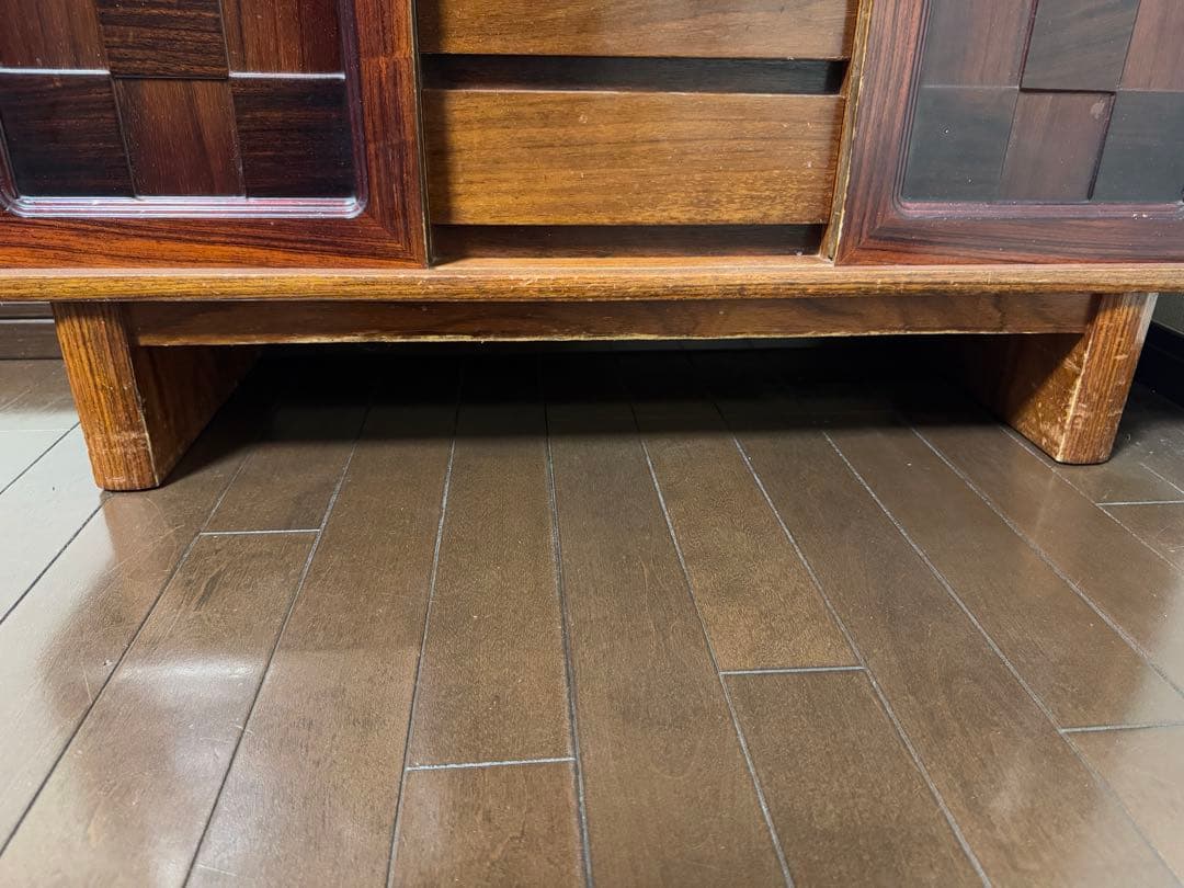 木製 ガラス扉収納キャビネット 中型