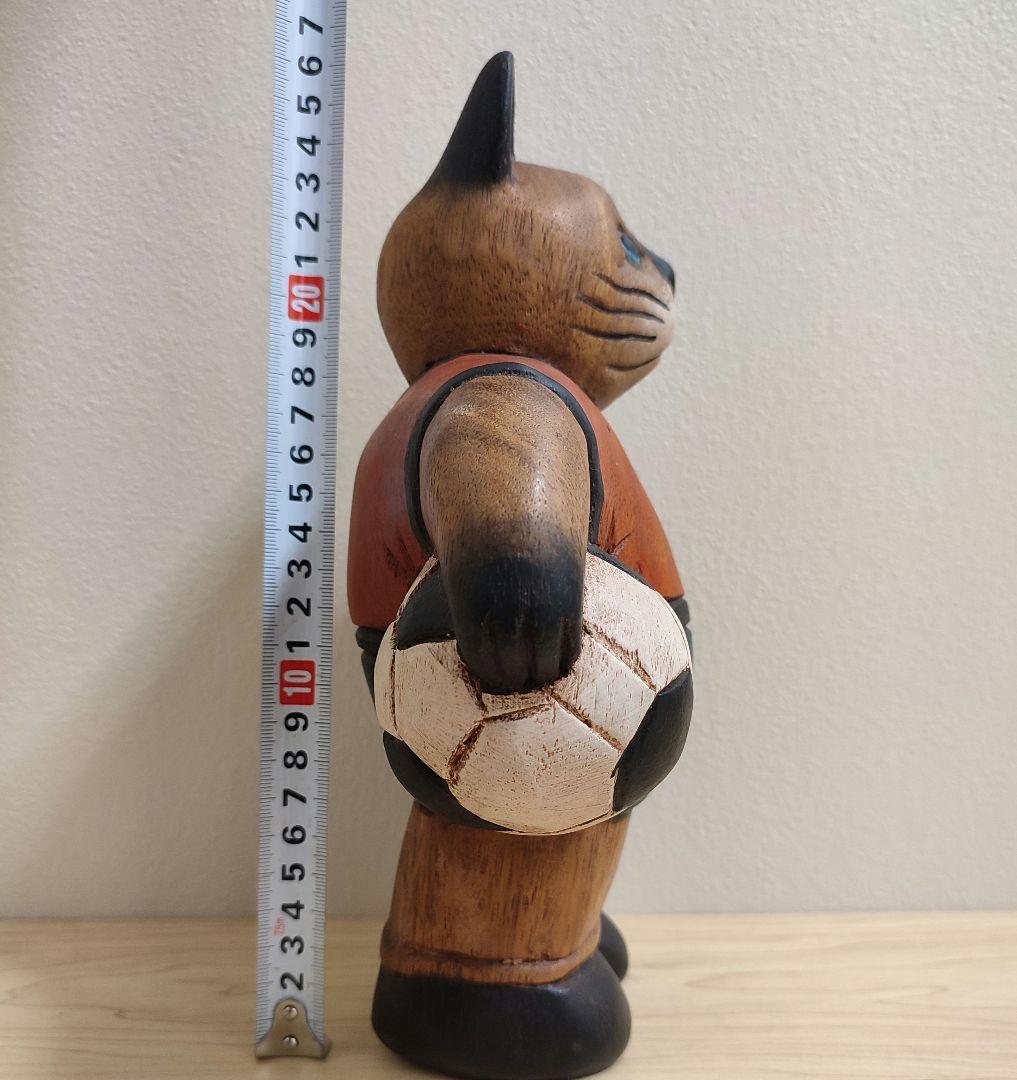 【アンティーク】木彫りの猫のオブジェ