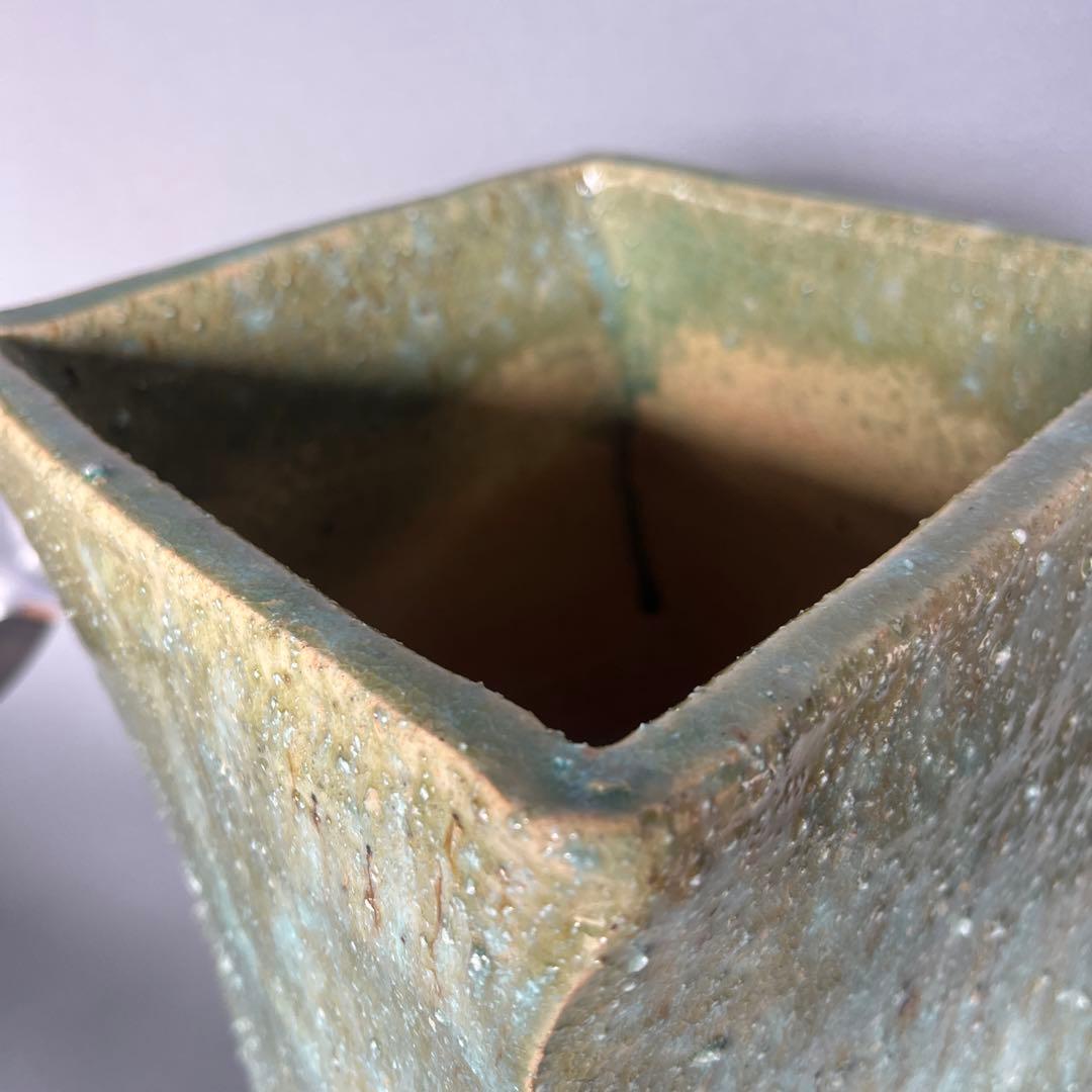 信楽焼傘立て  緑釉変形 高さ47cm